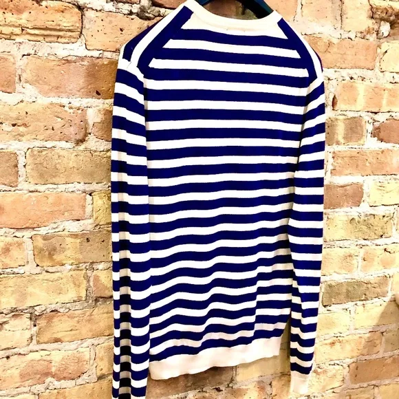 H&M Men's Fine Knit Nautical Striped Silk Sweater Medium - Picture 7 of 13